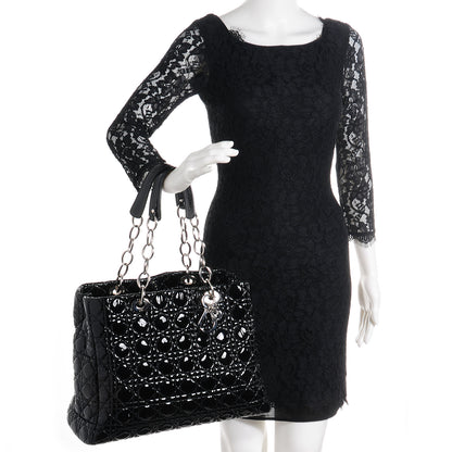 Christian Dior Patent Cannage Dior Soft Shopping Tote Black 2 of 8