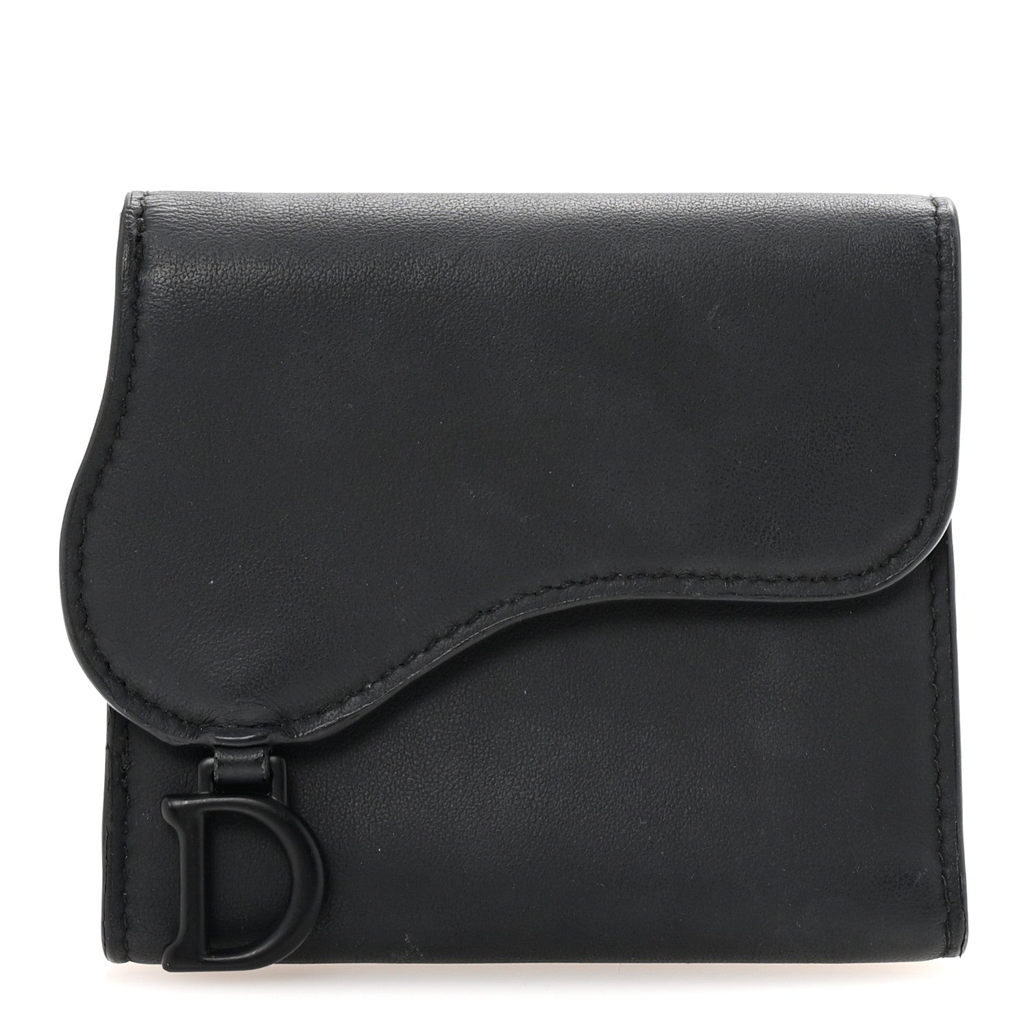 Christian Dior Ultra Matte Calfskin Saddle Lotus Wallet Black 1 of 6