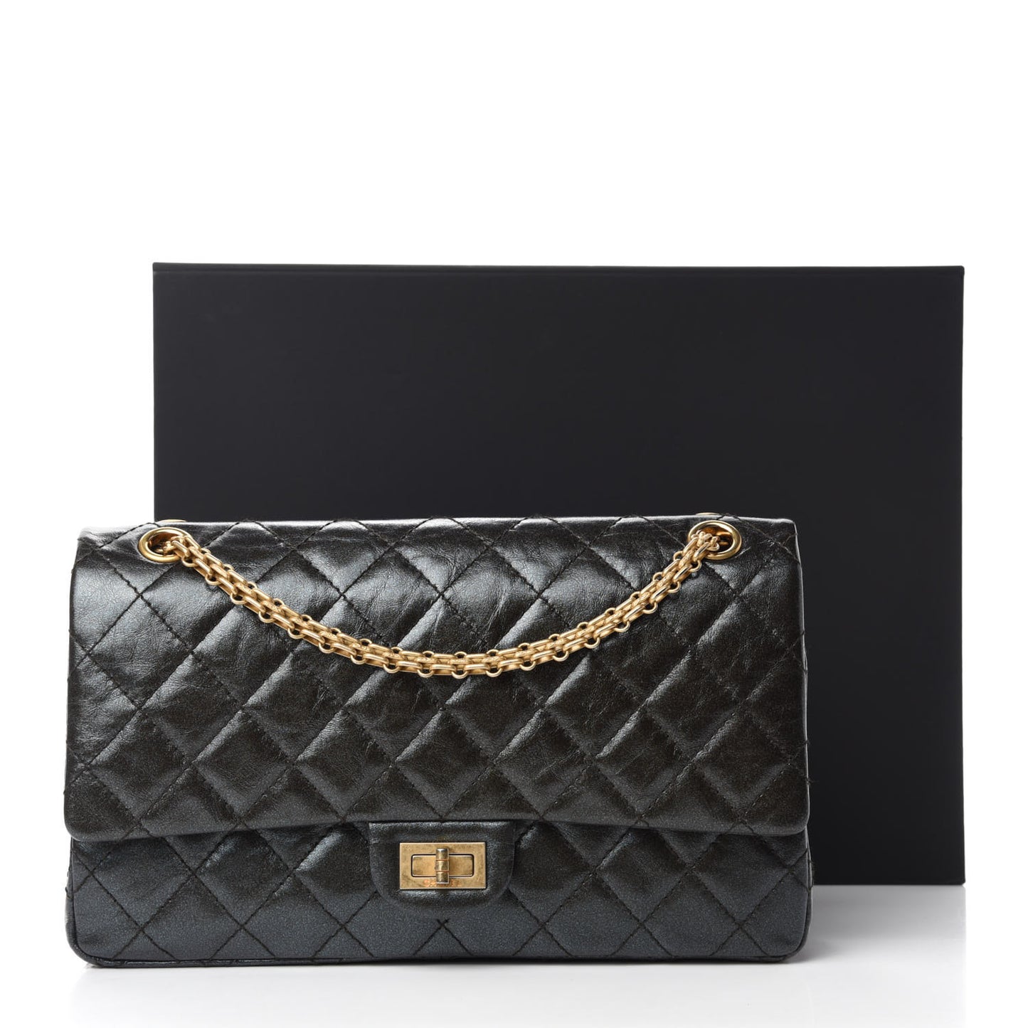 Iridescent Calfskin Quilted 2.55 Reissue 226 Flap Ruthenium