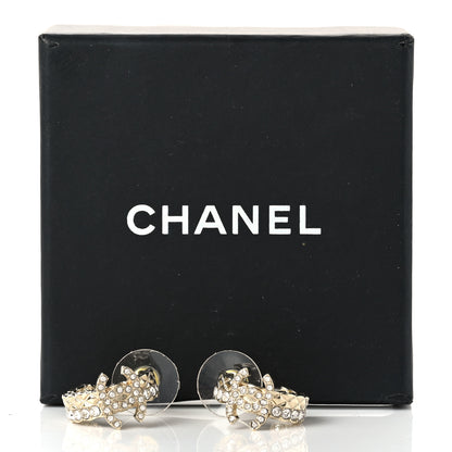 Chanel Metal Crystal Quilted CC Hoop Earrings Gold 5 of 5