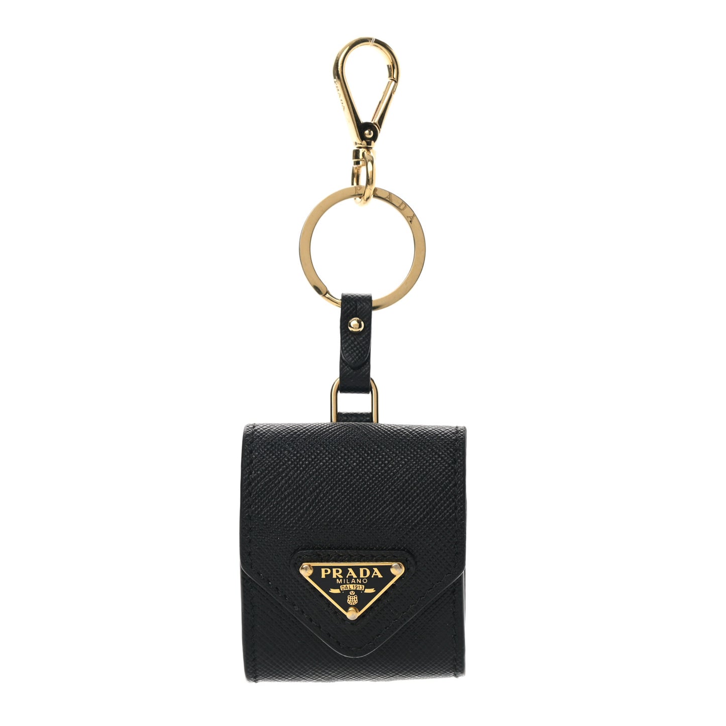 Saffiano Airpods Case Trick Keychain Black