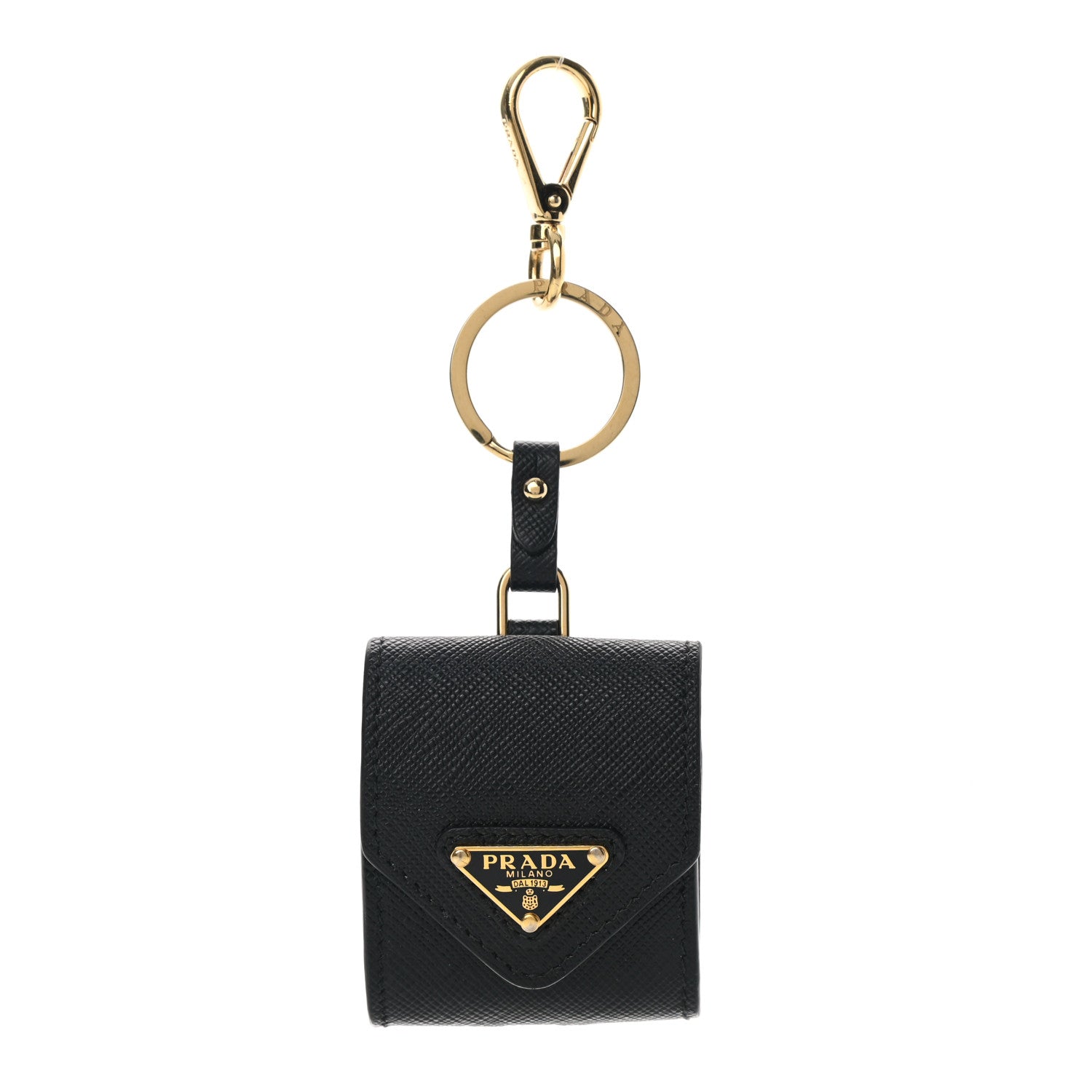Prada Saffiano Airpods Case Trick Keychain Black 1 of 6