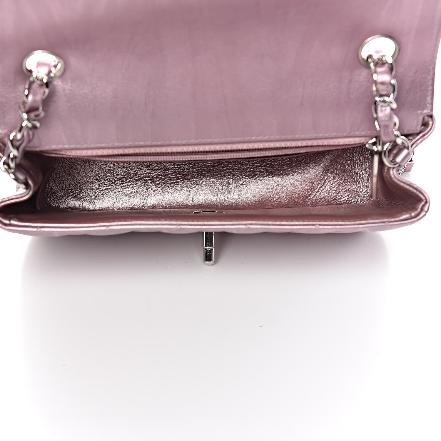 Chanel Metallic Calfskin Quilted Mini Rectangular Flap Pink 5 of 13