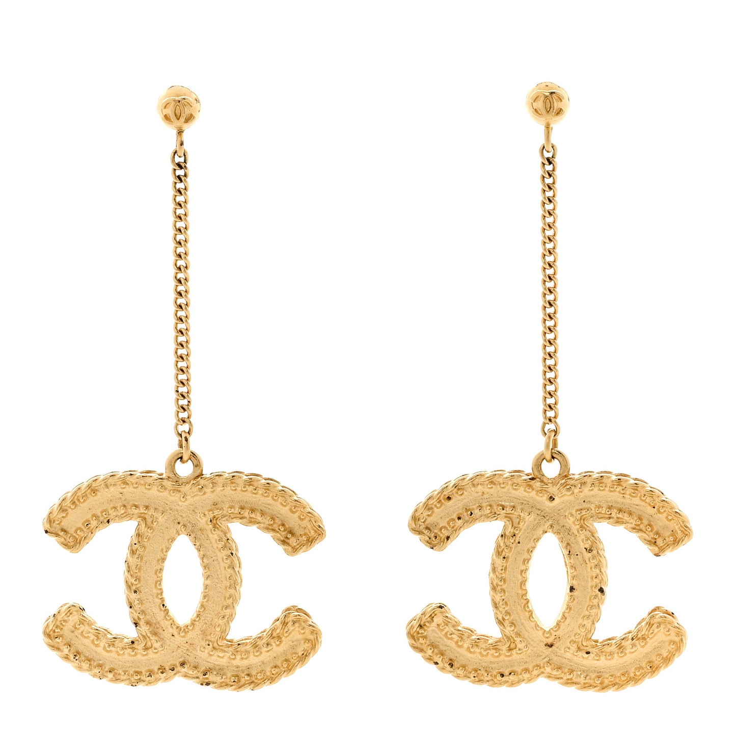 CC Drop Earrings Matte Gold