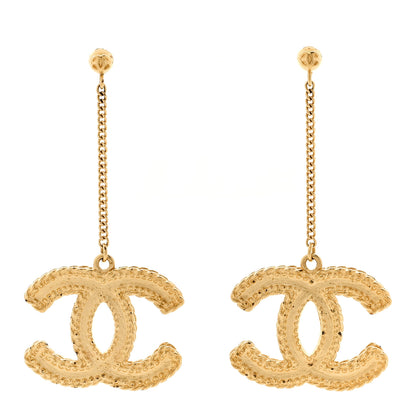 Chanel CC Drop Earrings Matte Gold 1 of 5