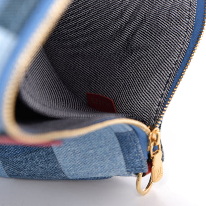 Louis Vuitton Denim Damier Monogram Patchwork Multi Pochette Accessories Blue Rouge 9 of 9
