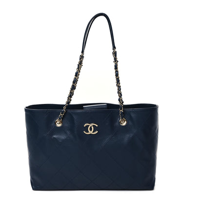 Chanel Glazed Calfskin Stitched Shopping Tote Blue 1 of 11
