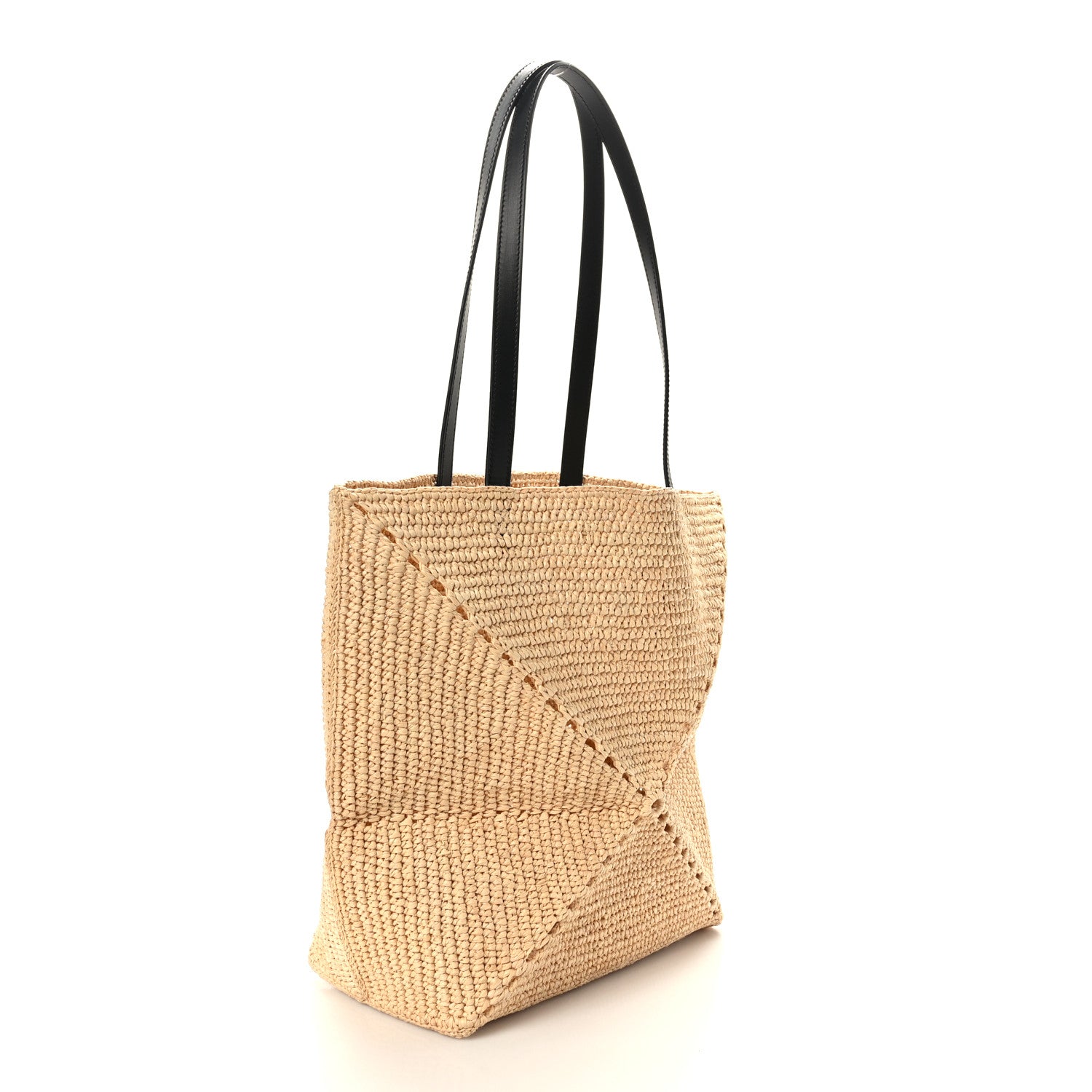 Loewe Raffia Calfskin Medium Puzzle Fold Tote Natura 3 of 9