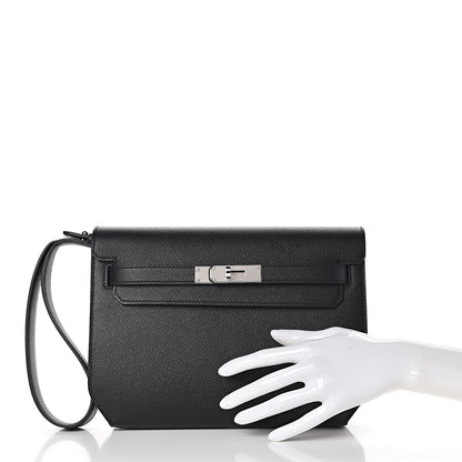 Hermes Epsom Kelly Depeches 25 Pouch Black 2 of 8