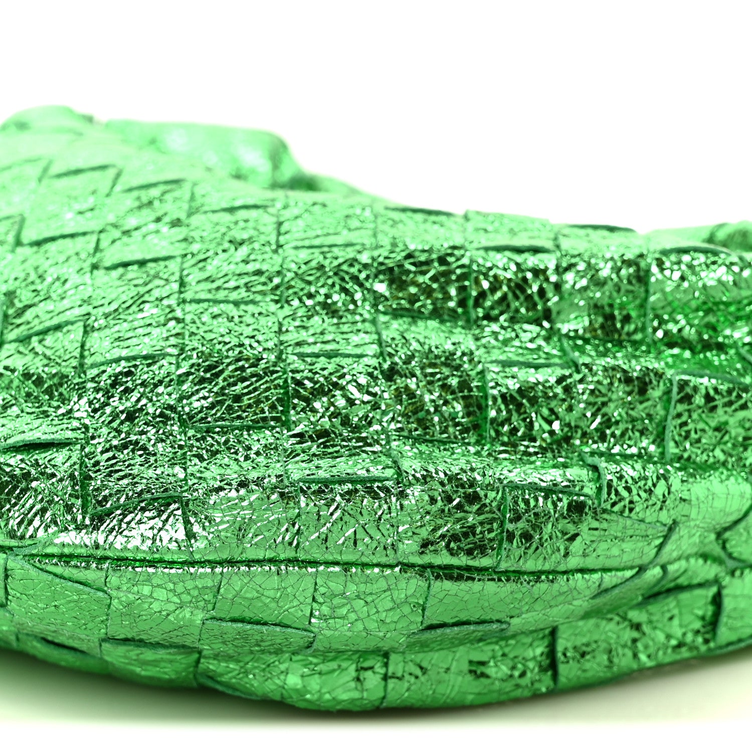 Bottega Veneta Metallic Nappa Intrecciato Mini Jodie Parakeet