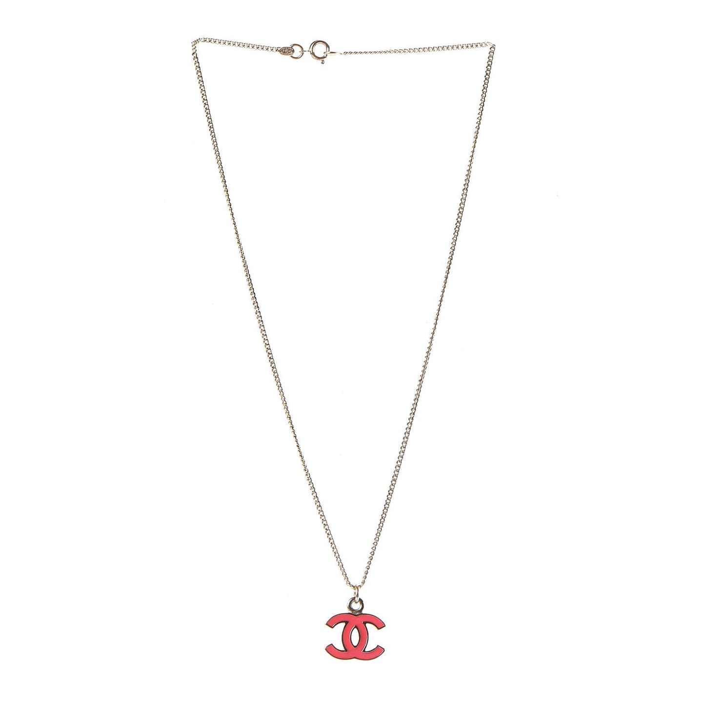 Enamel CC Necklace Gold Dark Pink