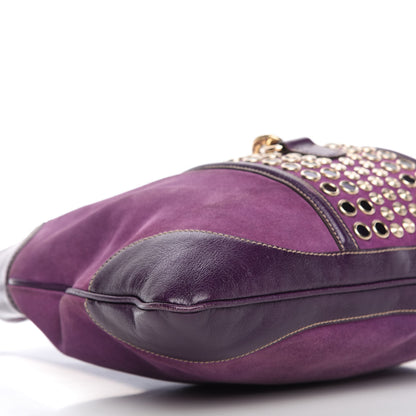 Gucci Suede Studded Jackie O Bouvier Hobo Purple 6 of 10