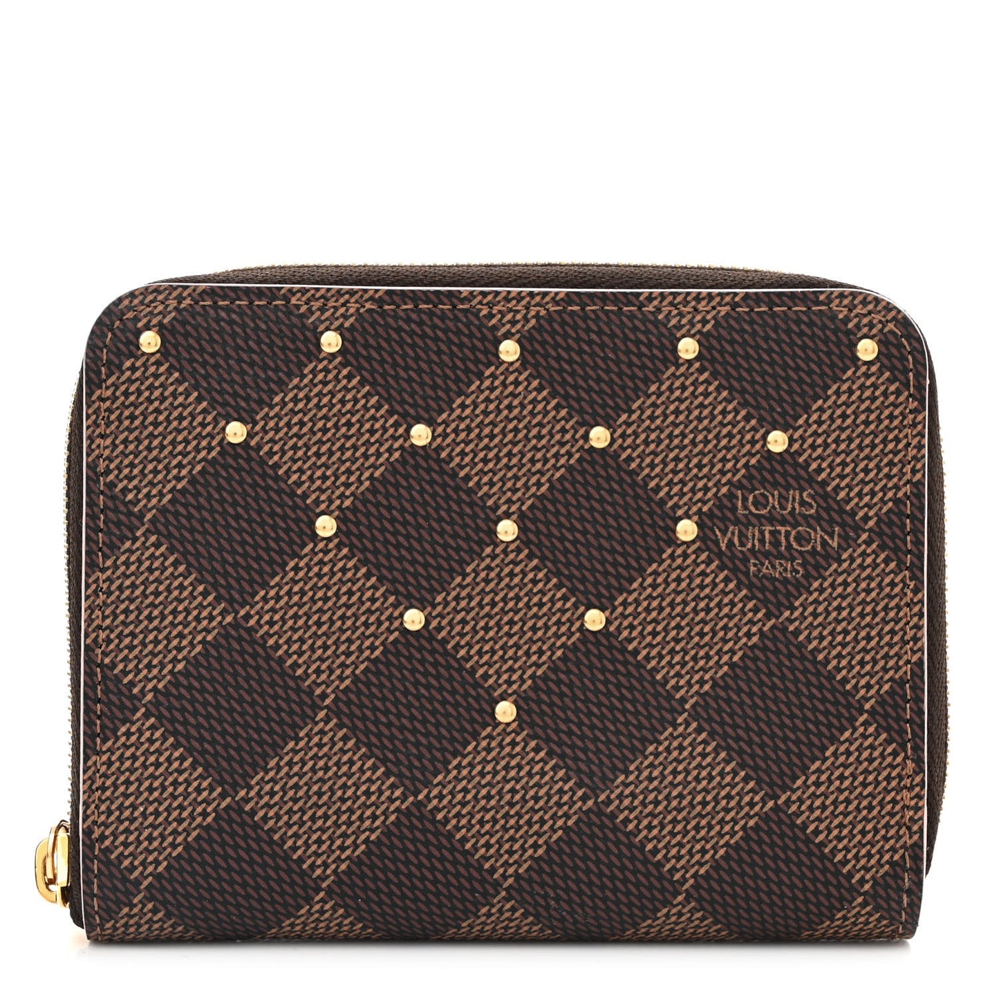 Damier Ebene Studded Zippy Coin Purse Rose Ballerine