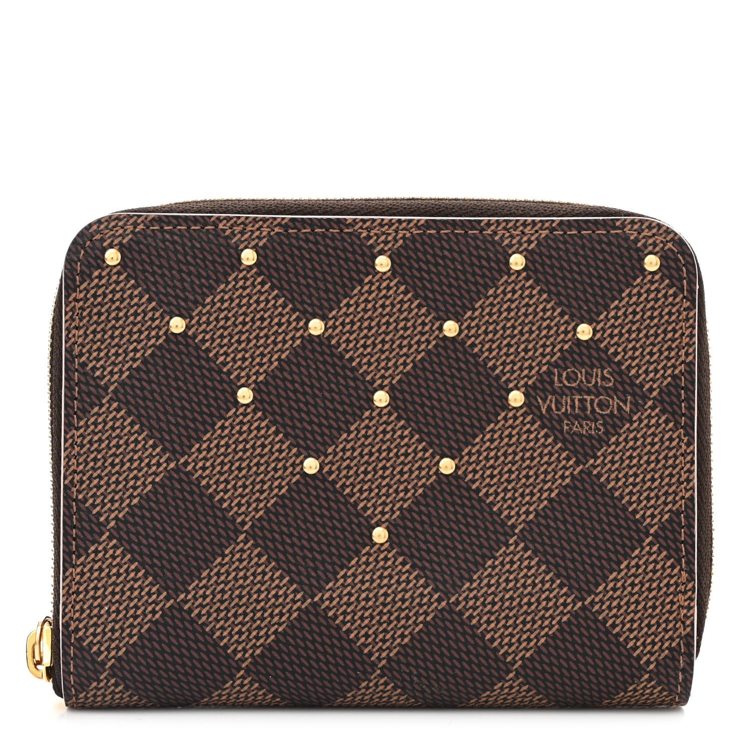 Louis Vuitton Damier Ebene Studded Zippy Coin Purse Rose Ballerine 1 of 7