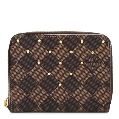 Louis Vuitton Damier Ebene Studded Zippy Coin Purse Rose Ballerine 1 of 7