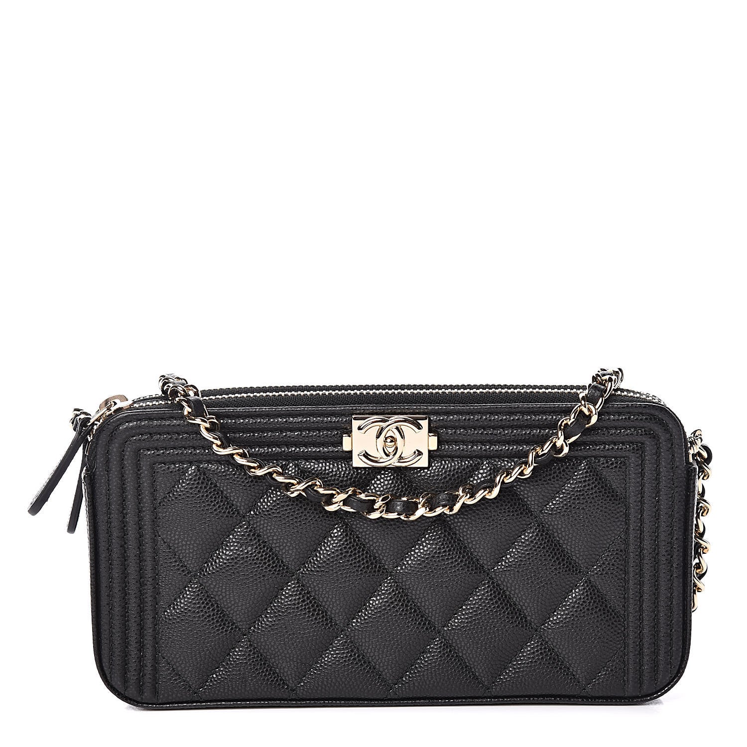 Chanel Caviar Quilted Small Boy Clutch With Chain Black 1 of 13