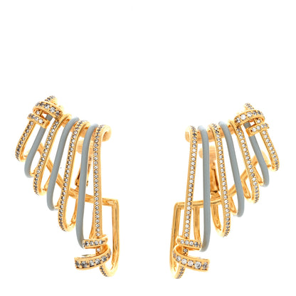 Fendi Metal Resin Crystal Filo Ear Cuffs Gold Blue 2 of 8