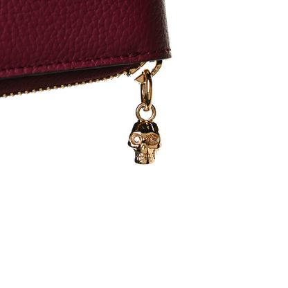Alexander McQueen Pebbled Calfskin Skull Continental Zip Wallet Oxblood 12 of 13