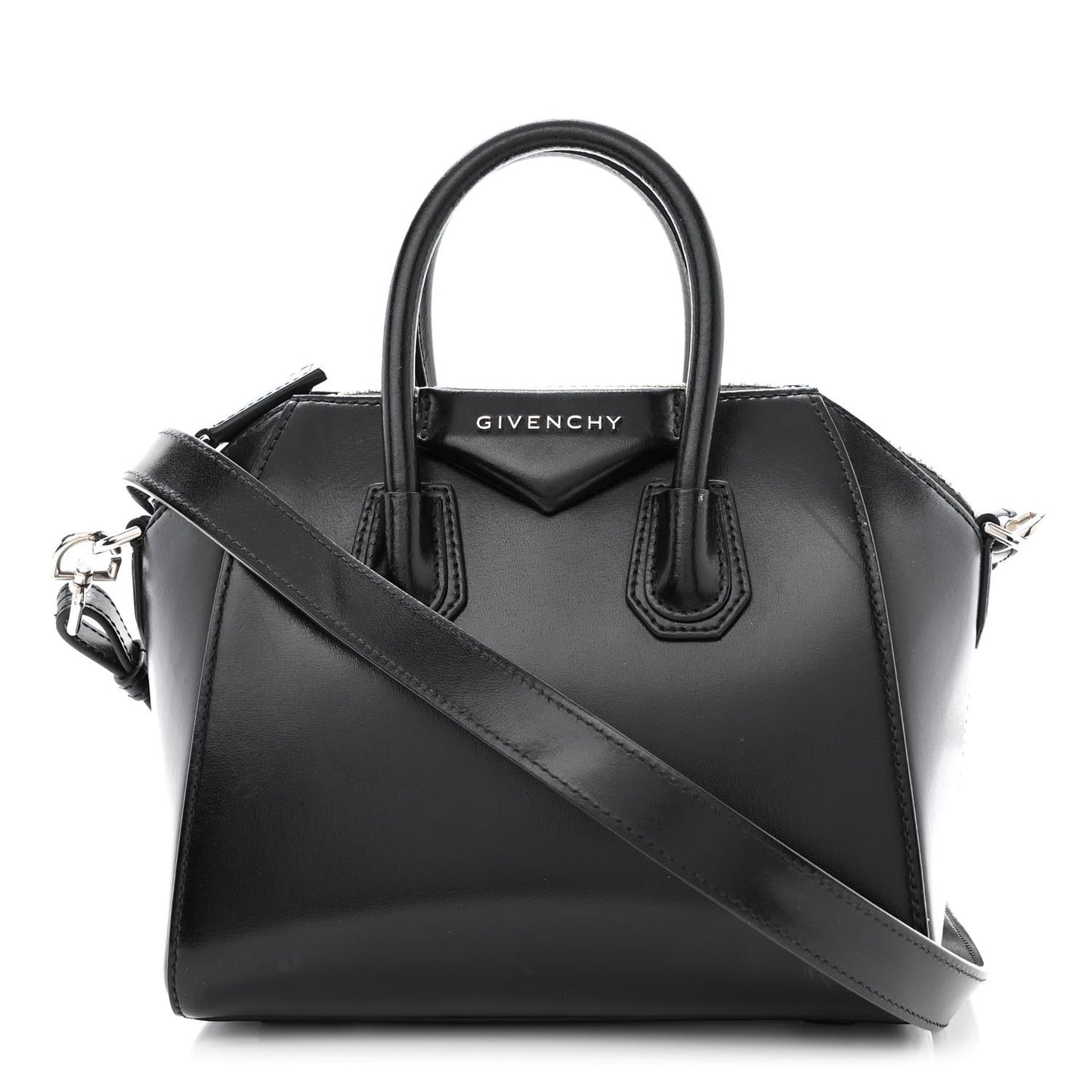 Shiny Lord Calfskin Mini Antigona Black