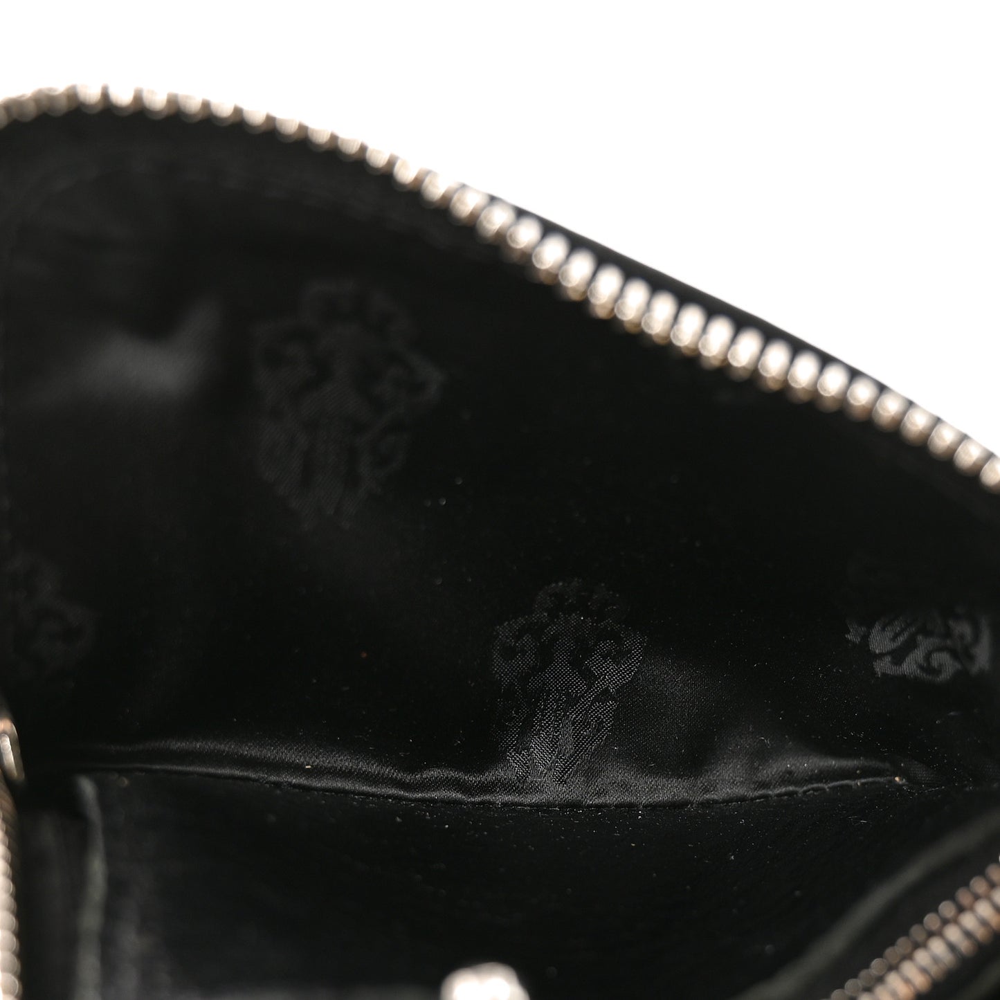 Heavy Weight Calfskin Cross Patch Zip Card Holder Wallet Black