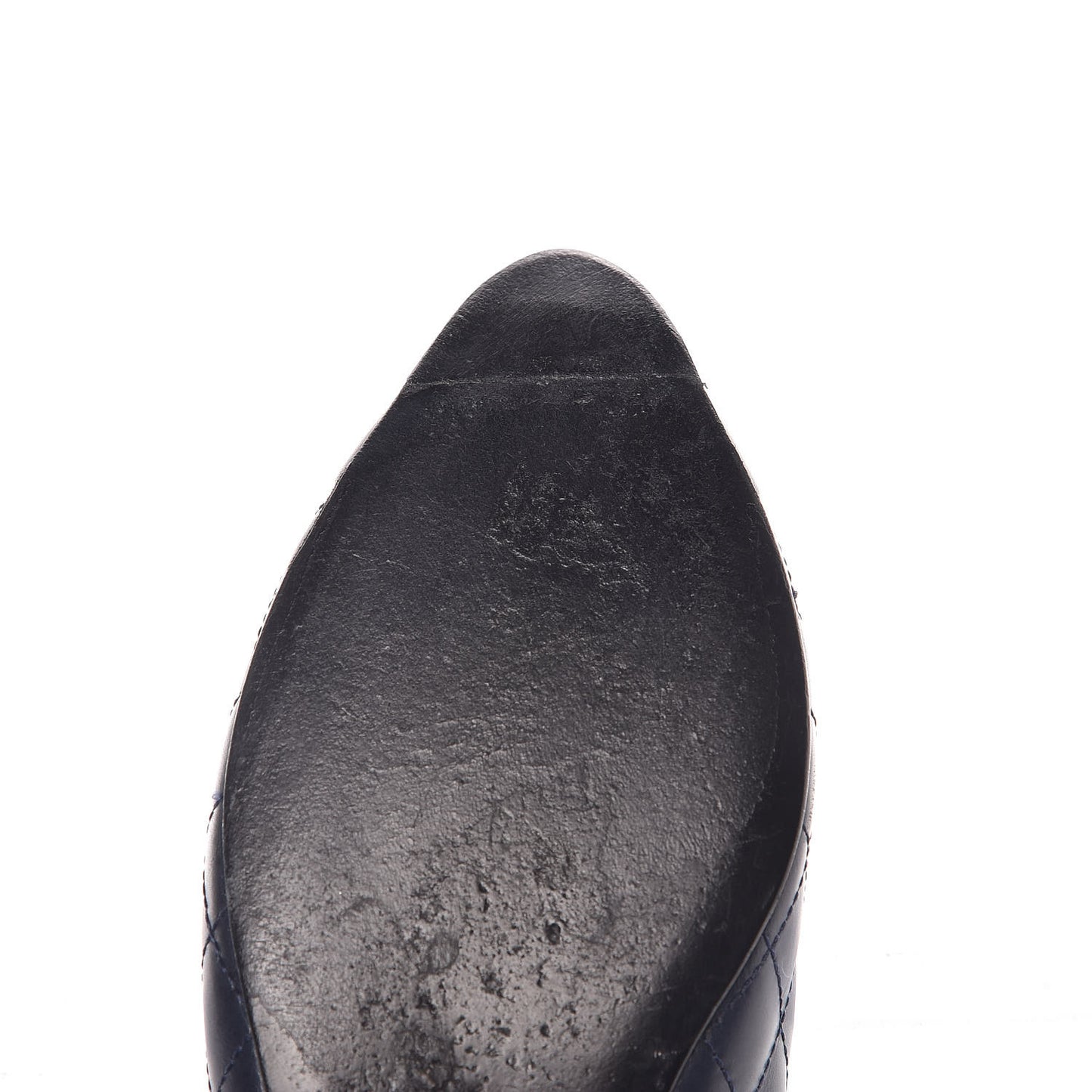 Aged Calfskin Quilted CC Cap Toe Ballerina Flats 37 Navy