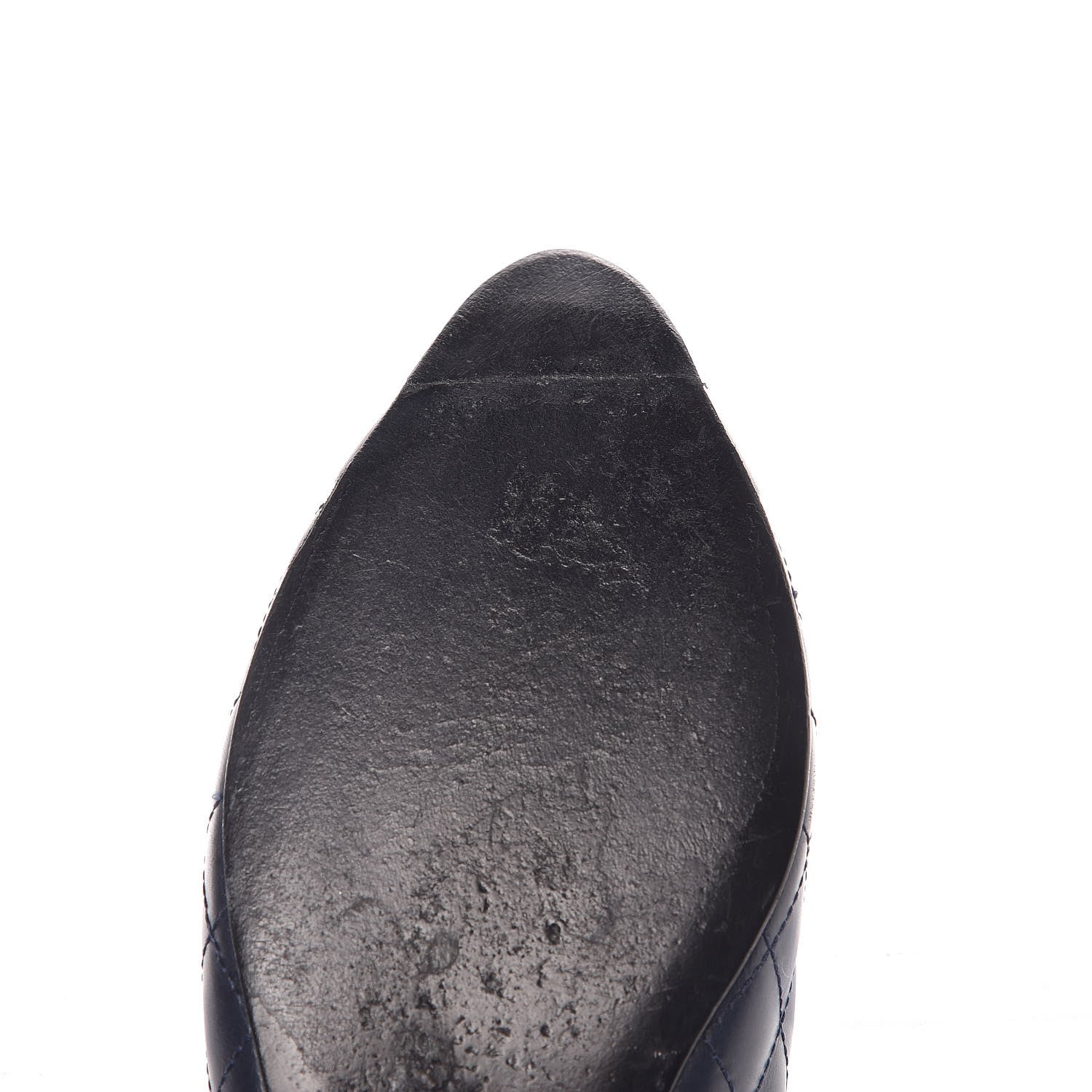 Chanel Aged Calfskin Quilted CC Cap Toe Ballerina Flats 37 Navy 10 of 14