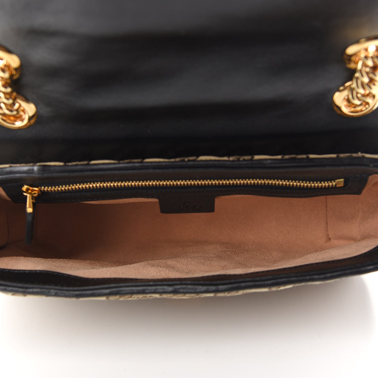 Monogram Matelasse Diagonal Small GG Marmont Shoulder Bag Beige Black
