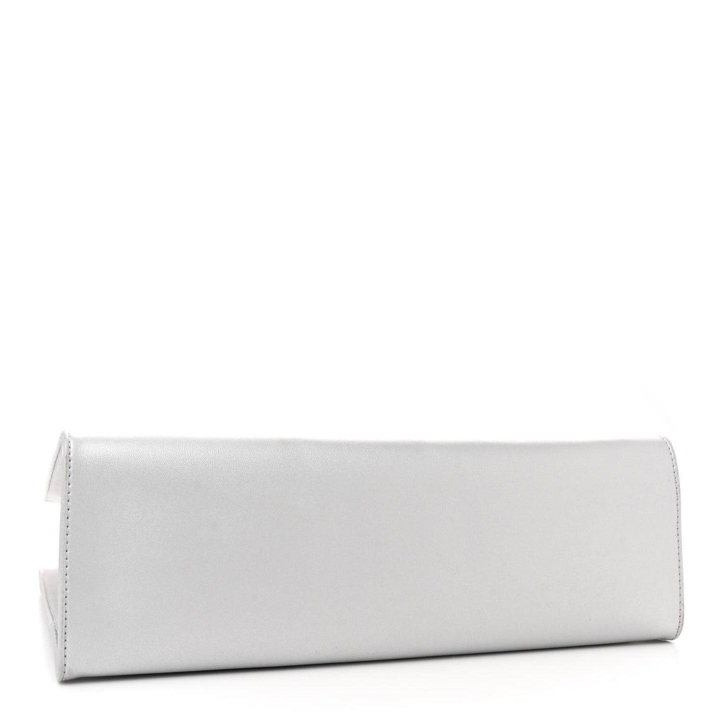 Metallic Vegan Leather Medium Shopping Bag Silver