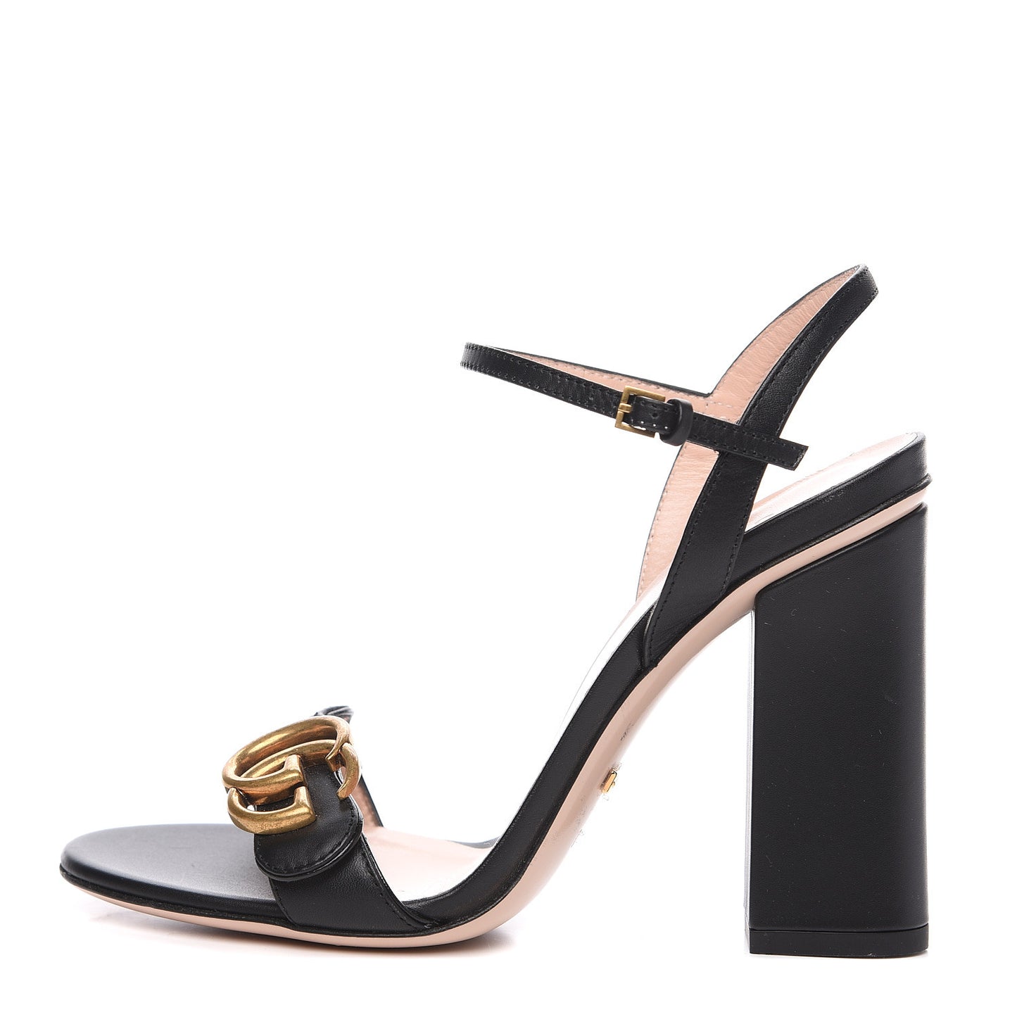 Lifford Calfskin GG Marmont Ankle Wrap 105mm Sandals 36.5 Black