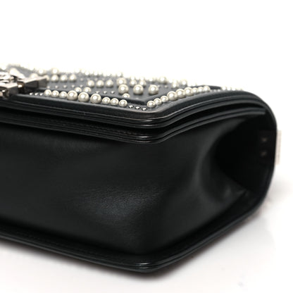 Chanel Calfskin Pearl Chevron Medium Boy Flap Black 10 of 10