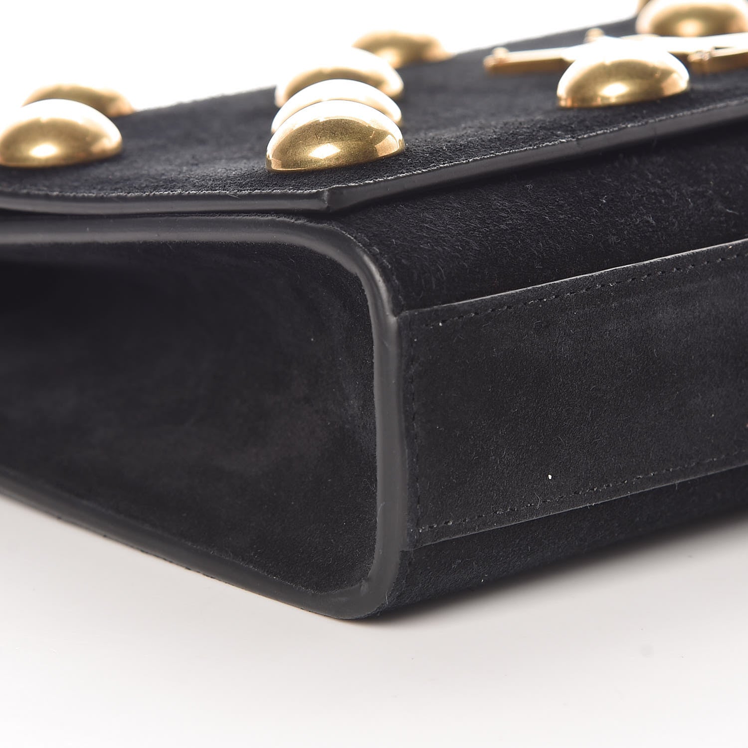 Saint Laurent Suede Studded Medium Classic Monogram Kate Satchel Black 5 of 9
