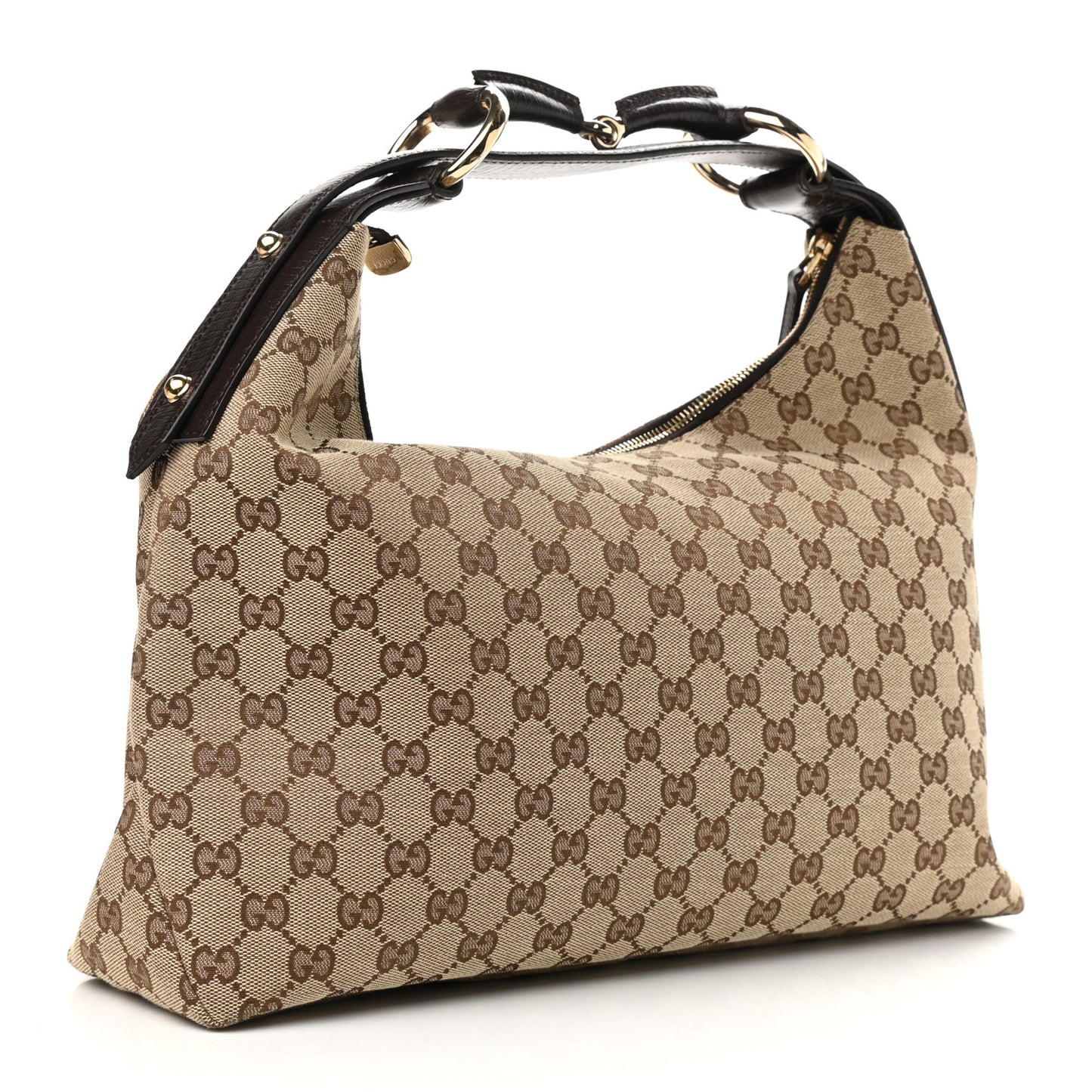 Monogram Medium Horsebit Chain Hobo Dark Brown