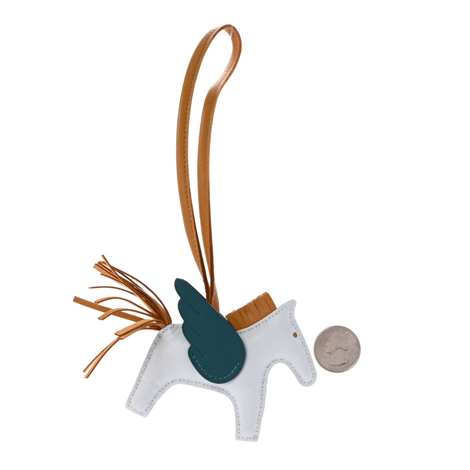 Hermes Milo Lambskin Grigri Rodeo Pegase Horse Bag Charm PM Bleu Brume Sesame Vert Bosphore 2 of 5