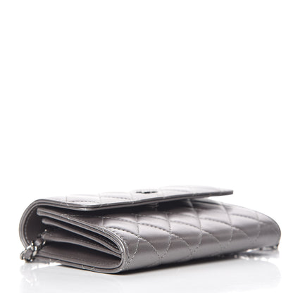 Chanel Lambskin Quilted Pearl My Shoulder Mini French Wallet On Chain WOC Silver 4 of 13
