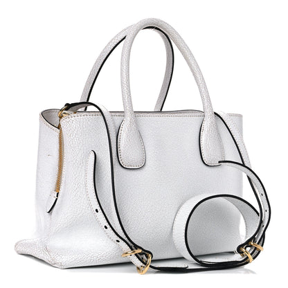 Miu Miu Calfskin Craquele Shopping Bag White 3 of 16