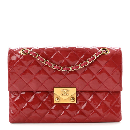 Chanel Patent Goatskin Quilted Small 3 Pocket Accordion Flap Red 1 of 10
