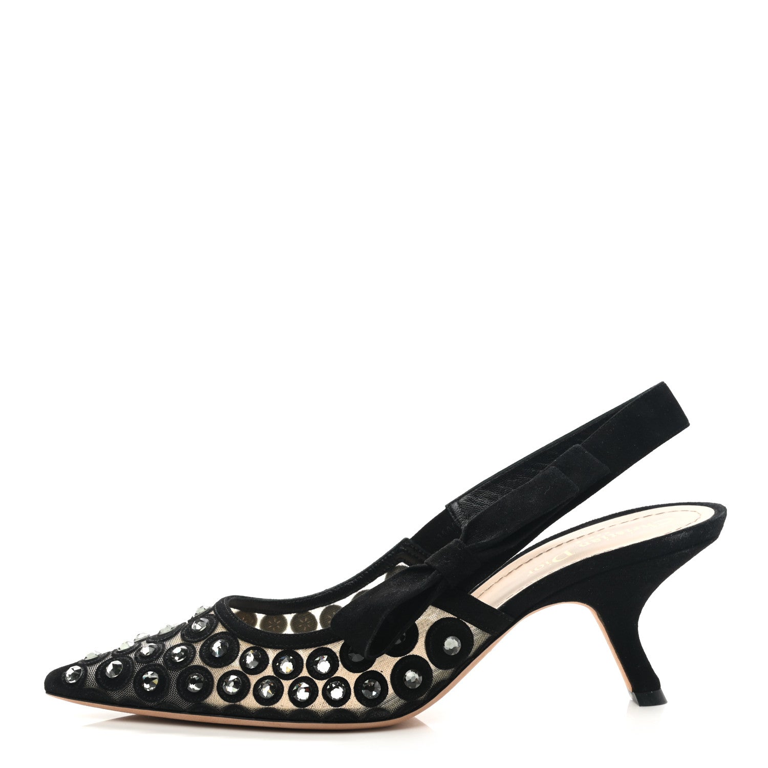 Christian Dior Suede Mesh Crystal Sling-Back Pumps 40 Black 1 of 8