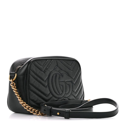 Gucci Calfskin Matelasse Small GG Marmont Chain Shoulder Bag Black 3 of 10