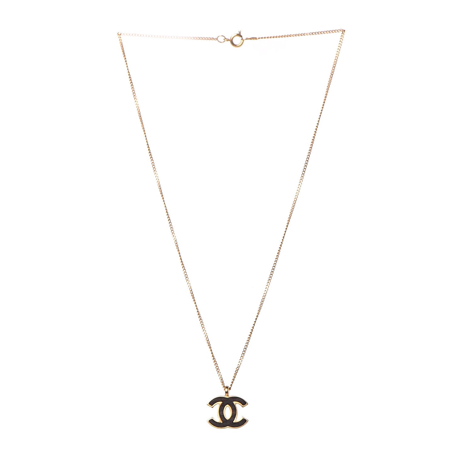Wood CC Necklace Gold Black