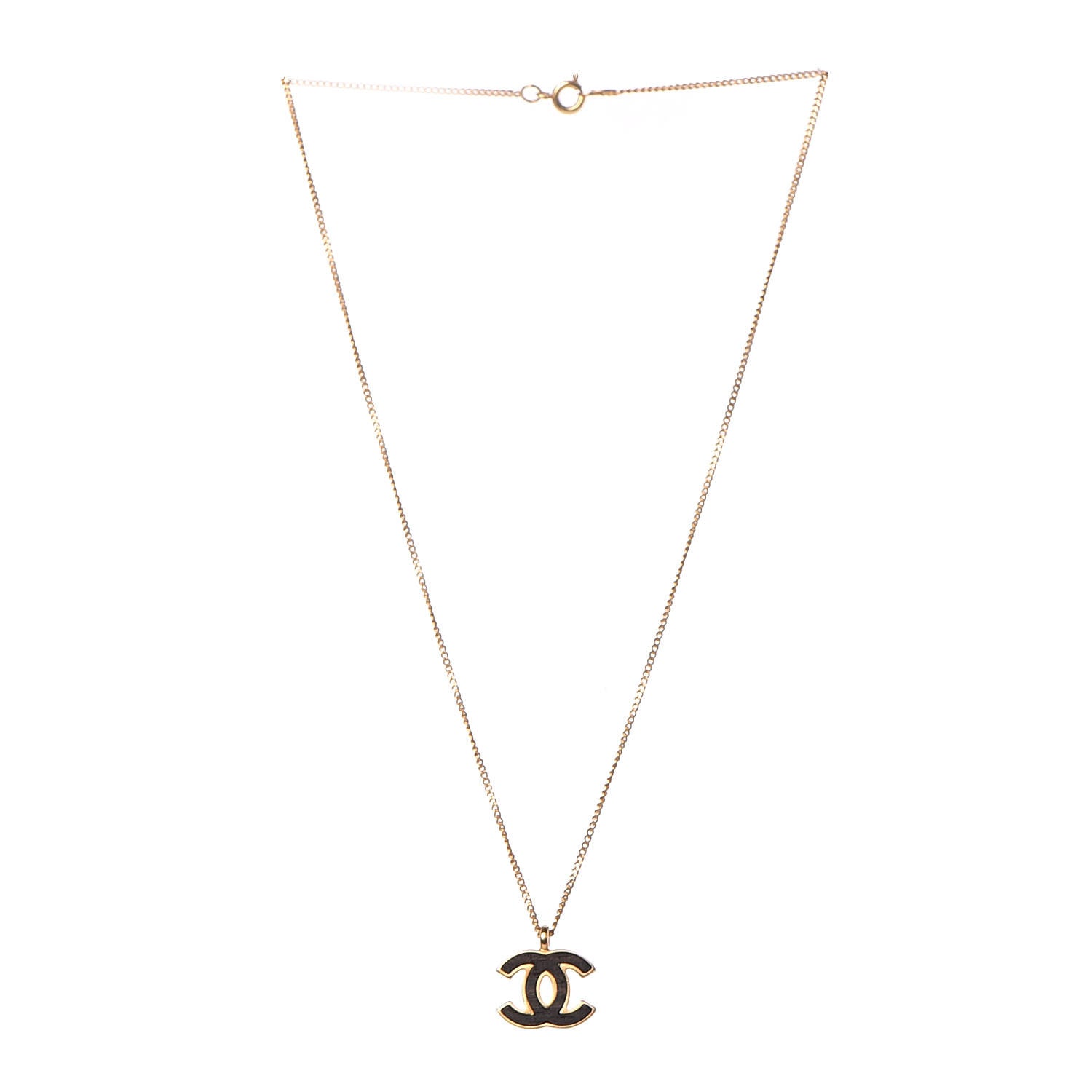 Chanel Wood CC Necklace Gold Black 3 of 7