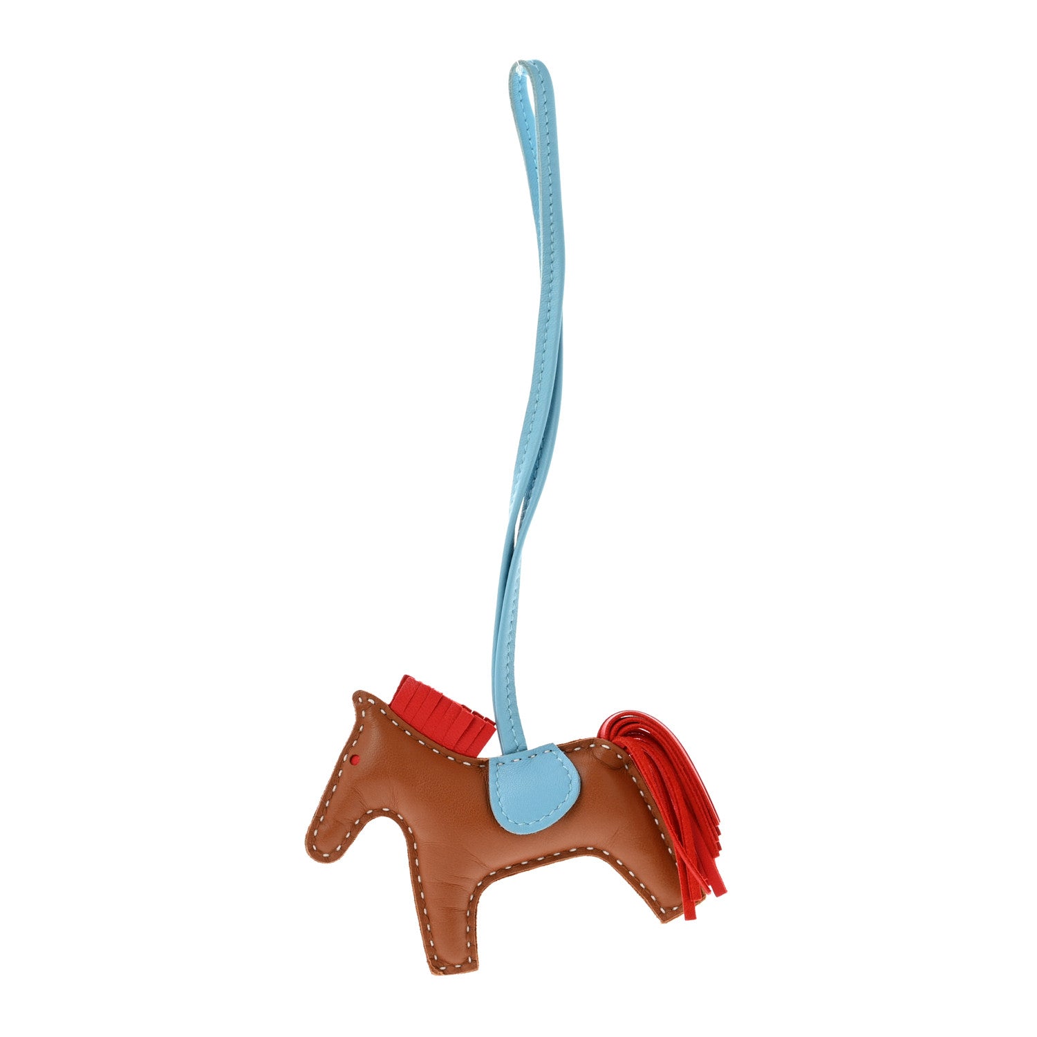 Hermes Milo Lambskin Grigri Rodeo Horse Bag Charm PM Gold Rouge Indien Celeste 1 of 4