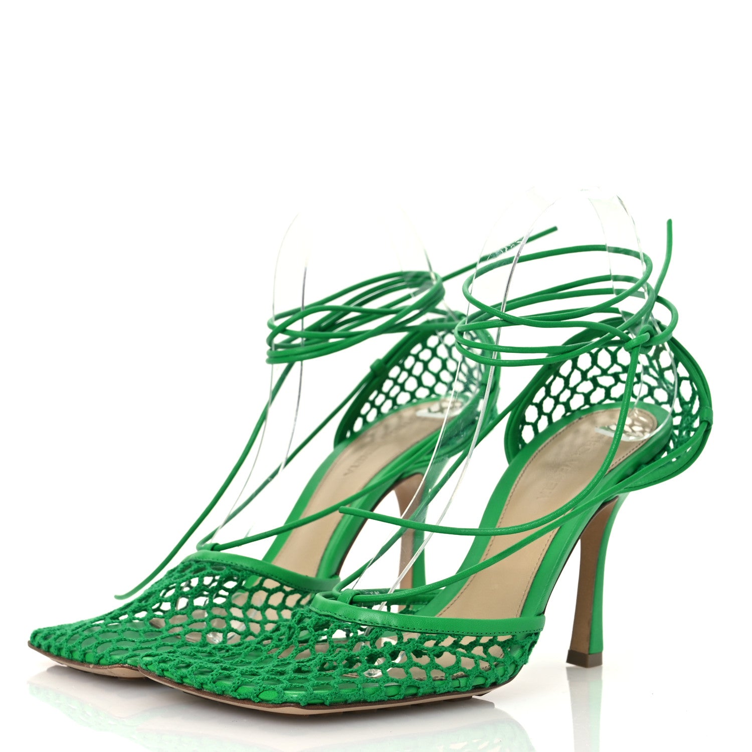 Bottega Veneta Mesh Nappa Stretch Ankle Tie 90mm Sandals 39.5 Grass 4 of 14