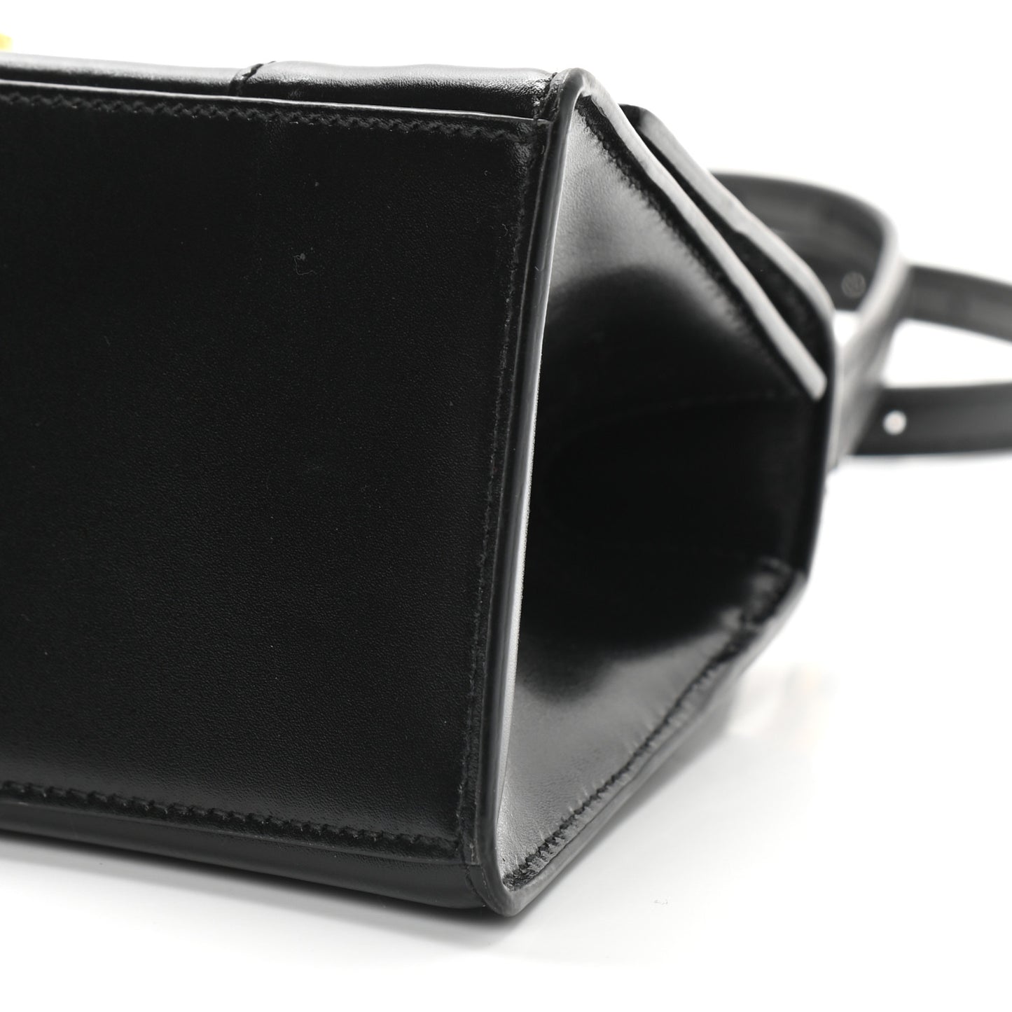 Shiny Box Calfskin Small Hourglass Top Handle Bag Black