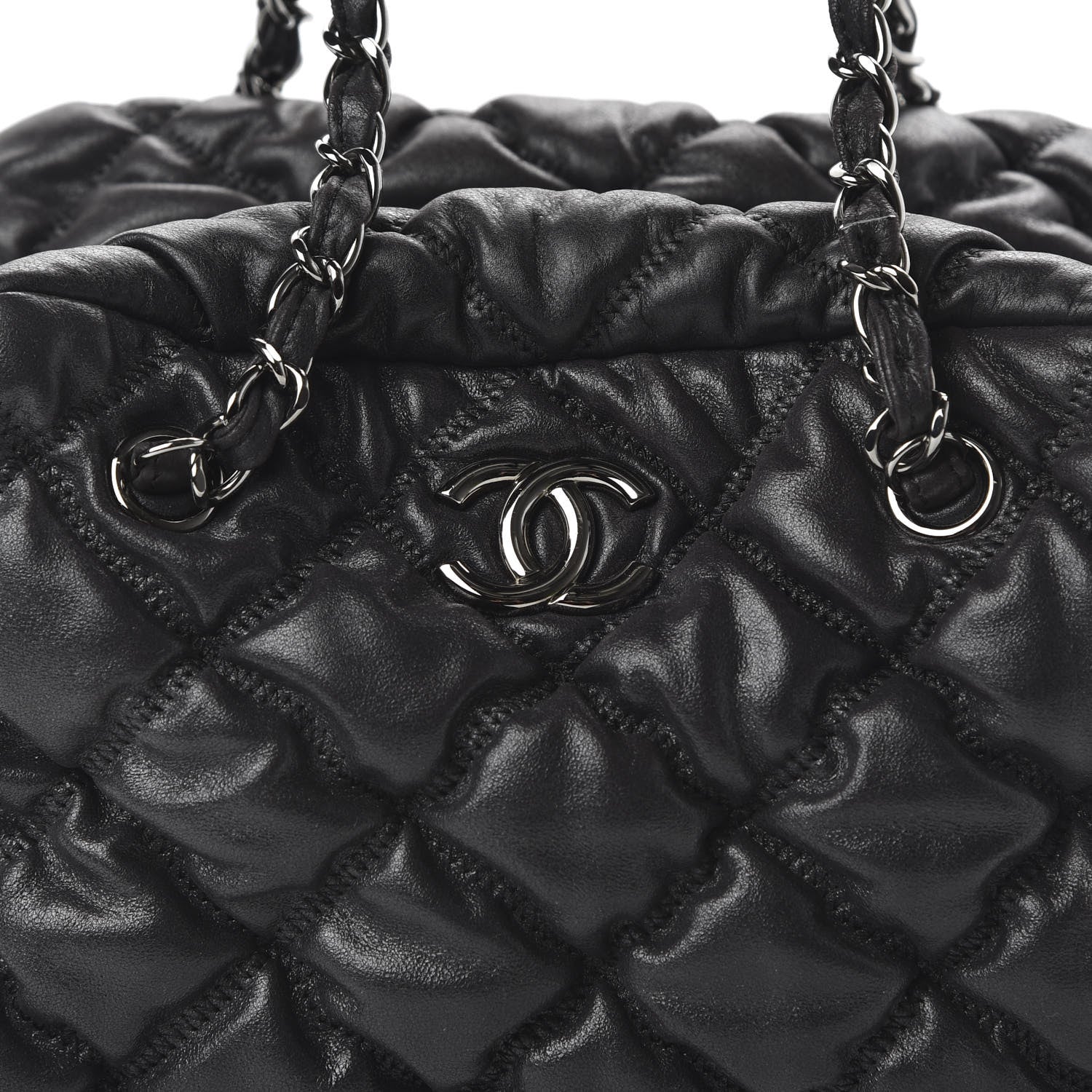 Chanel Lambskin Bubble Quilt Bowler Black 10 of 10