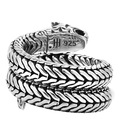 John Hardy Sterling Silver Black Sapphire Naga Dragon Coil Ring 54 7 3 of 5