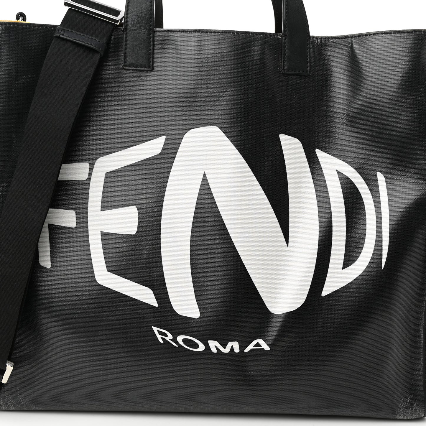 X SARAH COLEMAN Coated Canvas FF Fish Eye Logo Shopping Tote Black White
