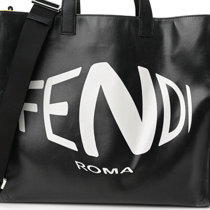Fendi X SARAH COLEMAN Coated Canvas FF Fish Eye Logo Shopping Tote Black White 8 of 11