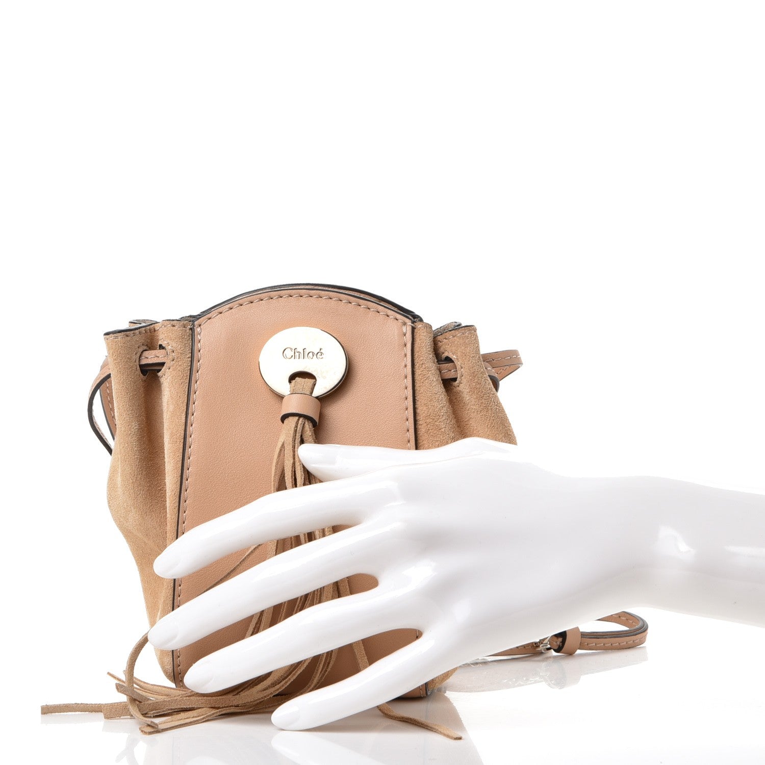Chloe Suede Calfskin Mini Sac Drawstring Blush Nude 3 of 9