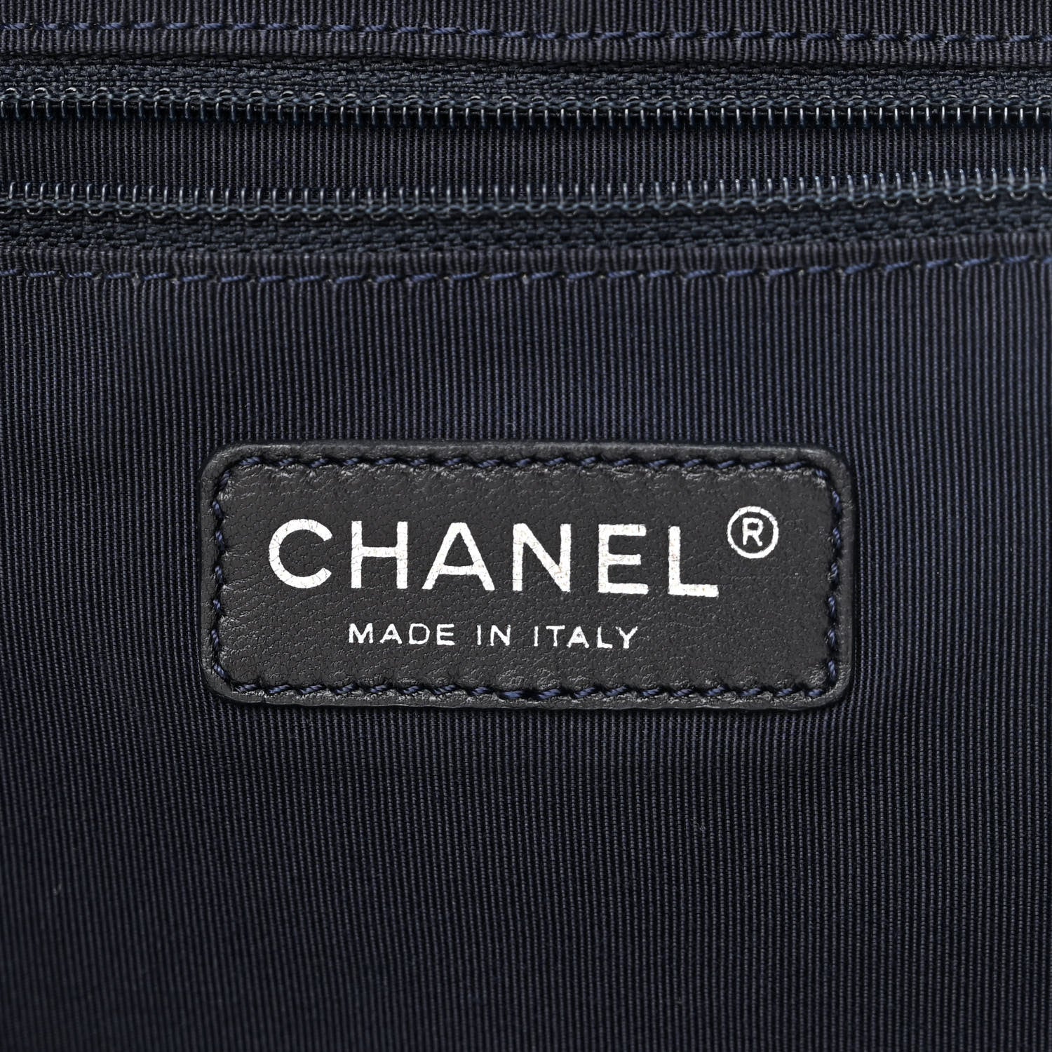 Chanel Lambskin Quilted Lido Shopping Tote Dark Navy Blue 6 of 12