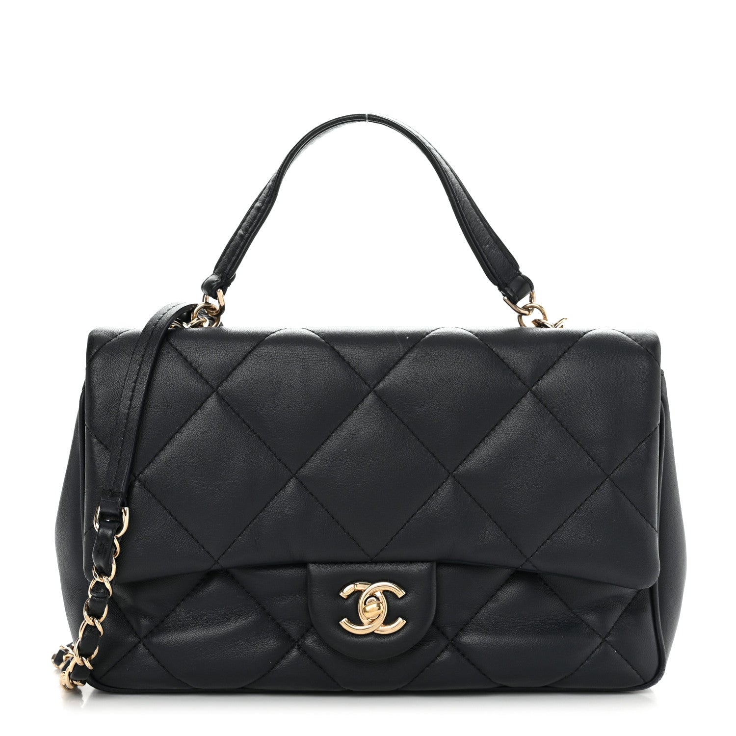 Chanel Lambskin Quilted Easy Carry Flap Navy 1 of 12